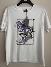 Avenzi Jeans Mens white logo Short Sleeve T-shirt Size L