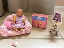 Baby Born Mini World Sofa and Drawers Set Vintage