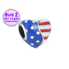 American Flag Heart Charm For