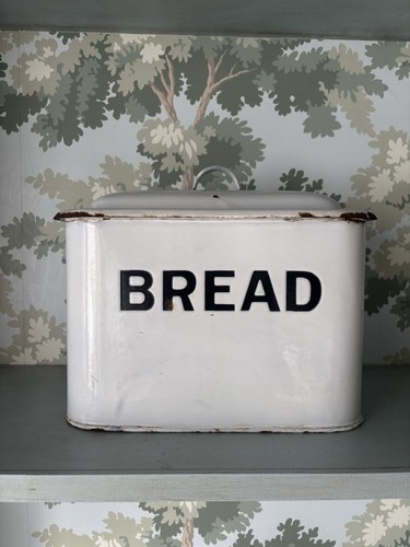 Vintage enamel bread bin - vintage,