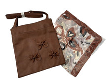 Nathalie Andersen Messenger Bag and Scarf Brown Faux Leather Women