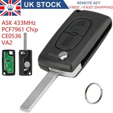 for Citroen Berlingo Peugeot Partner Van 433MHz 2 Button Remote Flip Car Key Fob
