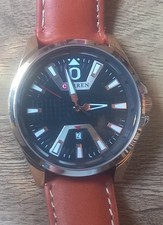Curren Mens Watch Black Dial Brown Leather