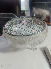 Vintage Crystal Glass Rose Bowl with Chrome Wire Mesh