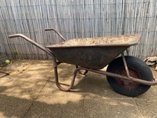 312.  Vintage Metal Builder's Wheelbarrow | Garden Planter | Pneumatic Tyre