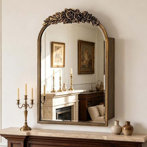 Arched bathroom mirror cabinet - bathroom,