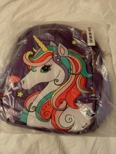 Childrens Rainbow Unicorn Zip Up Backpack Pink Girls School