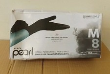 1 Box (100 gloves) Unigloves Strong Black Pearl Nitrile Latex Free Strong Gloves