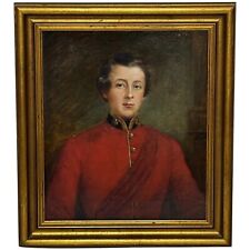 Oil Painting Portrait Red Coat Victorian Infantry Officer Second Lieutenant