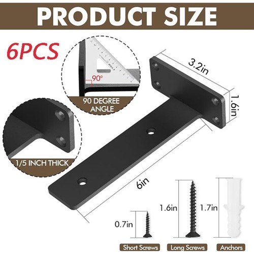 Floating shelf brackets - 6x,