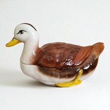 Vintage Portuguese Duck Form Novelty Tureen Paté Egg Holder