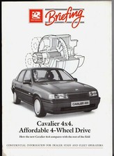 Vauxhall Cavalier 2.0i 4x4 Product Briefing 1989 UK Market Salesmans Brochure