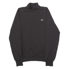 LACOSTE Mens Jumper Grey Roll Neck Tight Knit Wool S