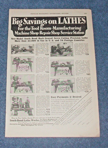 1929 south bend lathes vintage - 1929,