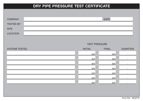 Regin dry pipe pressure test - pressure,