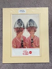 VINTAGE. 1965 Coca Cola ORIGINAL PRINT . WOMEN AT HAIR SALON DRINKING COKES