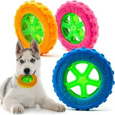 2 x 5" Pet Dog Chew Toys Ball Floating Pool Play Bite Resistant Rubbe TIRE WHEEL