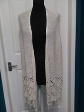 George Neutral Knitted Sleeveless Tassel Edged Waistcoat - Size L - BNNT (D1)