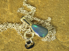 Blue opal pendant necklace 925