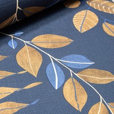 Navy Blue Leaf Wallpaper Brown