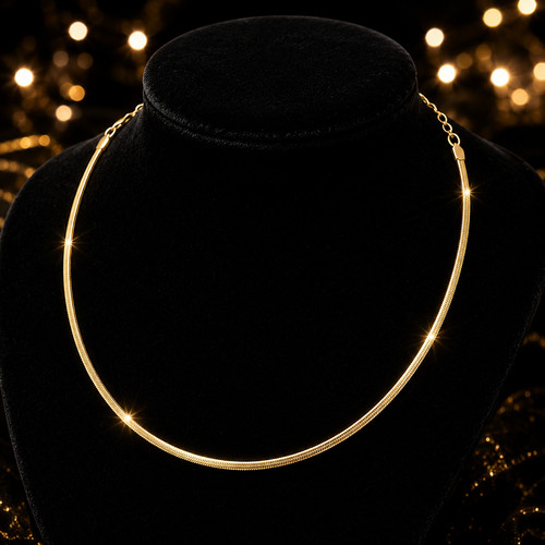 Herringbone chain necklace 9ct - necklace,