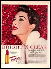 1954 Tangee Lipstick Vintage PRINT AD Red Lips Jewels Makeup Glamour
