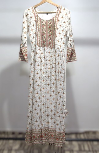 White red gold floral cotton - floral,