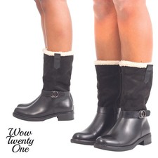 Ladies Womens Black Winter Mid