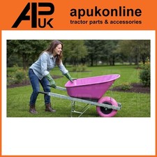 Big Strong HD Deep 120L Pink Plastic Tub Wheelbarrow Galvanised Frame Foam Tyre
