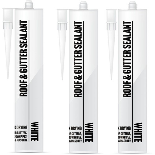 White roof gutter - 3x, &