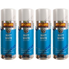 x4 Hycote White Matt Spray Paint Aerosol Auto Car Multi-Purpose 400ml XUK1000