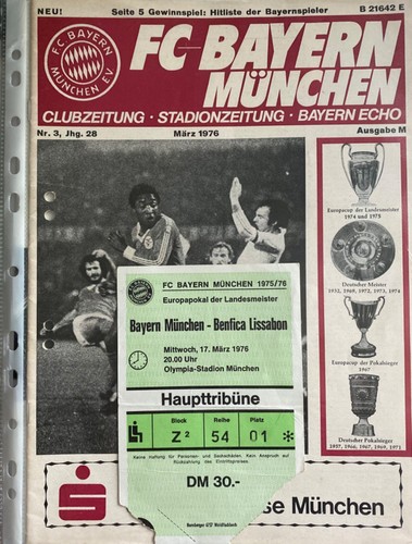 1976 program ticket cup - 17.3.1976,