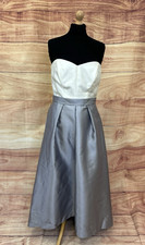 Womens Alfred Sung Ivory/Grey Satin Strapless Ballgown/Party/Wedding, UK10