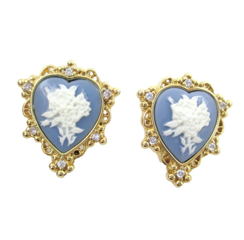 Vtg gold blue heart jasperware - vtg,