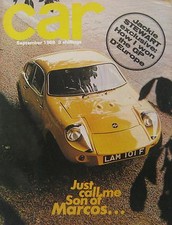 CAR 09/1968 featuring Mini Marcos, Ginetta, TVR Vixen, Honda, Reliant, Hillman