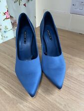 ZARA dark turquoise satin fabric heeled shoes, UK SIZE 4, heel height 9cm