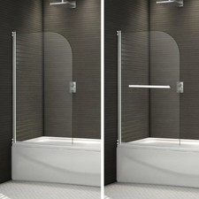 800x1400mm 180° Pivot Chrome Bath Shower Safety Glass Screen Door Panel &Handle