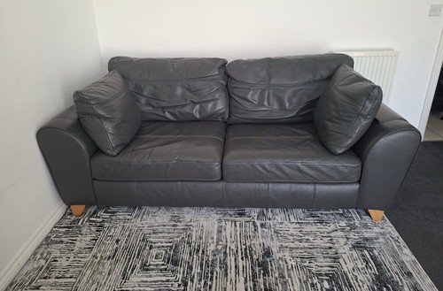 Black leather seater sofa - 2,