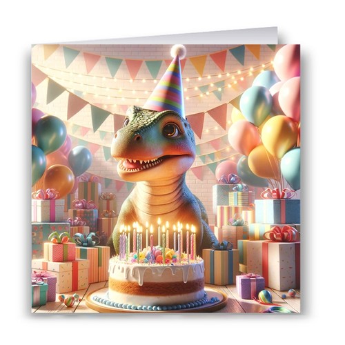 Cute dinosaur birthday card - cute,