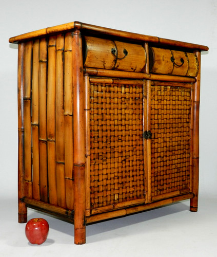 Burnt bamboo cabinet - burnt,