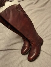 Autograph M&S burgundy Brown Leather Knee Pull On Pointed Chelsea Boots UK5.5