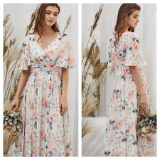 MissJophiel Ruffled Tea Length Pink Bridesmaid, Prom Dress, New with Tags