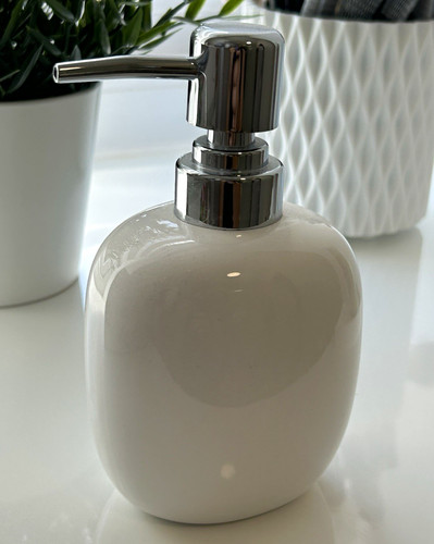 White ceramic soap dispenser - white,