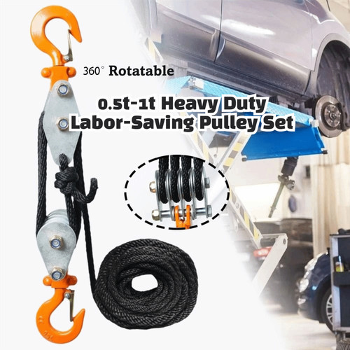 Heavy duty pulley system rope - system,
