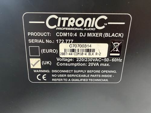 Mixer citronic cdm - dj,