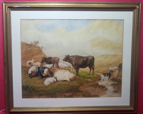 Watercolour resting herd - resting,