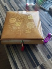 vintage inlaid wood music jewellery box, beautiful