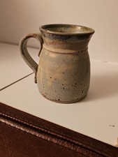 VINTAGE~STUDIO POTTERY EARTH WARE MUG "PP"Grey/Speckled Brown ~STAMPED