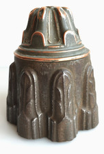 ANTIQUE VICTORIAN ROUND COPPER TIN JELLY CAKE MOULD MOLD DESERT ASPIC (C)