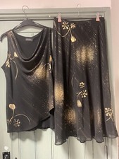 Ladies Fosby Design Skirt And Sleeveless Top Black And Gold Party, Cruise ?